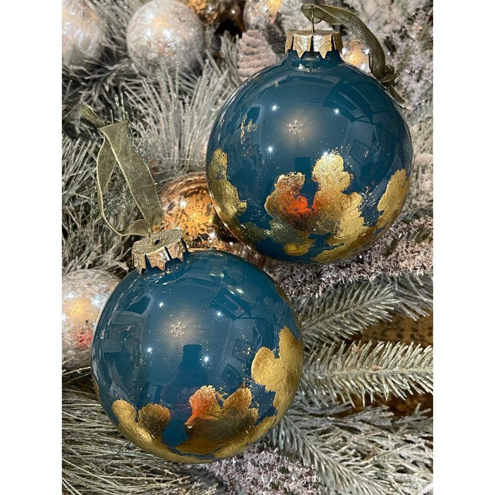 Set of 2 Adorable Glass Ornaments By National Tree Company